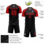 Custom Uniform Jersey Black Sublimation Red Soccer