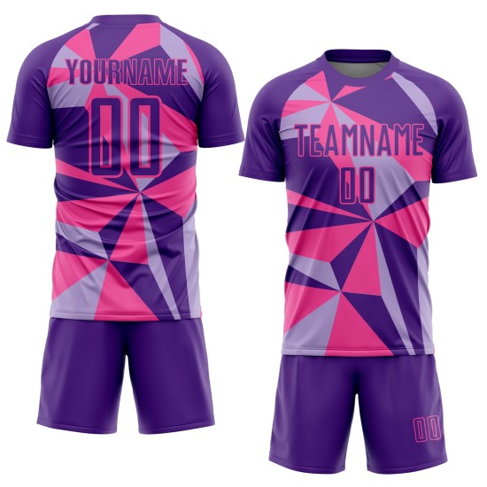 Geometric Custom Jersey Purple Pink Pattern Soccer Uniform Sublimation