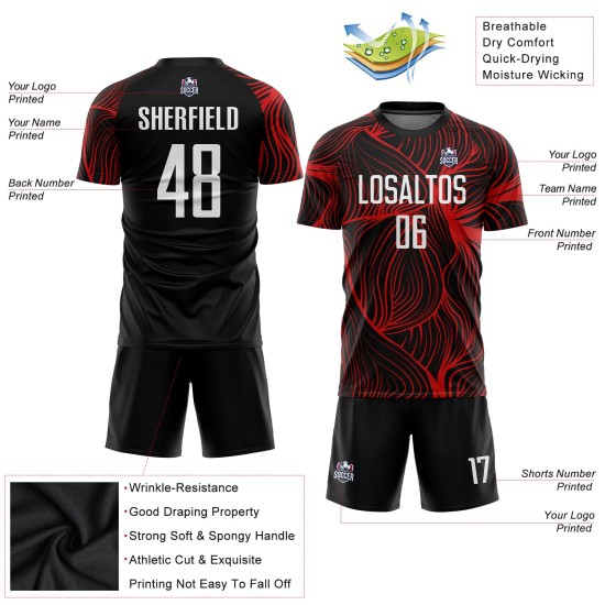 Uniform White-Red Black Jersey Sublimation Custom Soccer Uniform White-Red Black Jersey Sublimation Custom Soccer