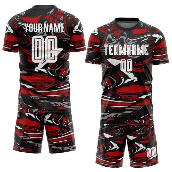 Sublimation Custom Jersey Soccer White-Red Figure Uniform
