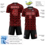 Red Uniform Jersey Custom Soccer Black-White Shapes Sublimation Geometric Red Uniform Jersey Custom Soccer Black-White Shapes Sublimation Geometric