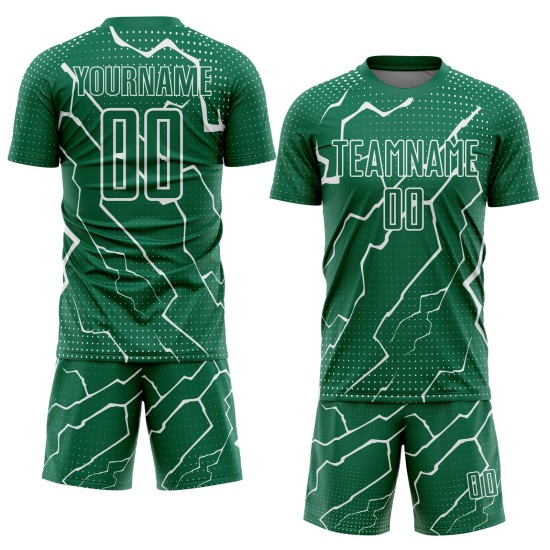 Kelly Jersey Custom Soccer Sublimation Lightning White Uniform Green