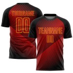 Jersey Black-Yellow Uniform Soccer Sublimation Custom Red