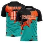 Spalsh Black Jersey Custom Soccer Uniform Sublimation Orange-Aqua