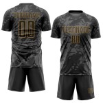 Soccer Abstract Black Art Jersey Gray-Old Gold Uniform Grunge Sublimation Custom