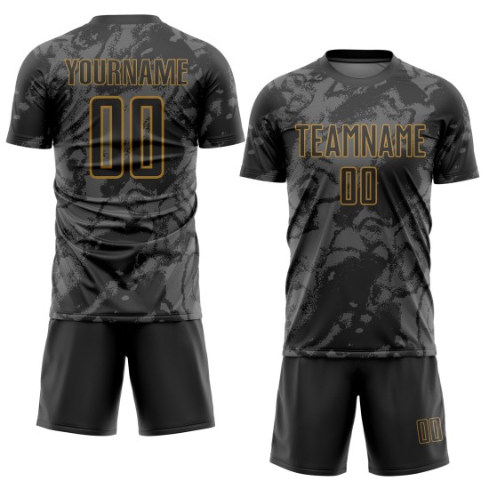 Soccer Abstract Black Art Jersey Gray-Old Gold Uniform Grunge Sublimation Custom