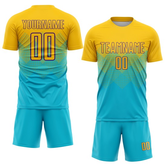 Soccer Jersey Uniform Blue Sublimation Custom Lakes Gold-Purple