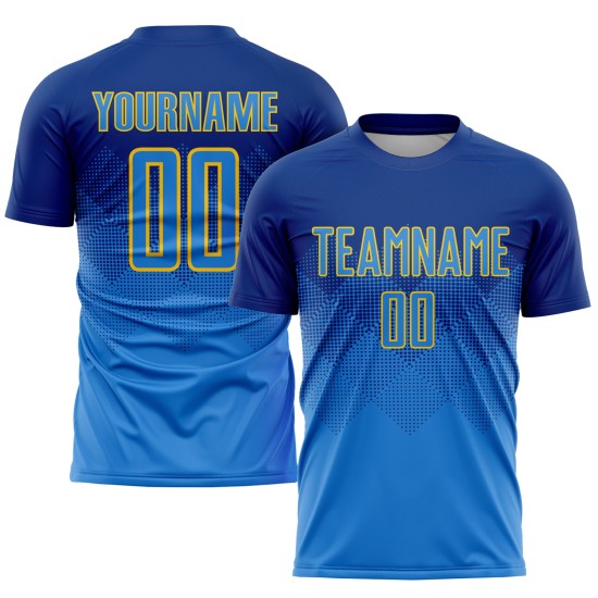 Blue-Gold Custom Jersey Soccer Powder Royal Sublimation Uniform