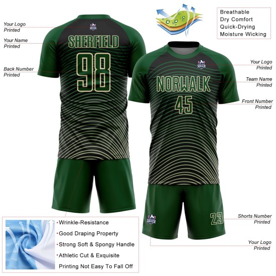 Lines Uniform Cream-Black Green Gradient Custom Geometric Jersey Sublimation Soccer Lines Uniform Cream-Black Green Gradient Custom Geometric Jersey Sublimation Soccer