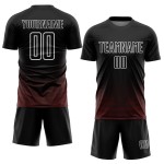 Custom Black Red-White Uniform Jersey Sublimation Soccer Lines Geometric