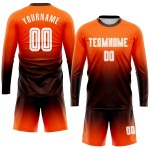 Sublimation Soccer Fade Uniform Sleeve White-Brown Orange Custom Jersey Long Fashion