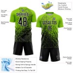 Uniform Black-White Abstract Soccer Neon Green Jersey Sublimation Fragment Art Custom Uniform Black-White Abstract Soccer Neon Green Jersey Sublimation Fragment Art Custom