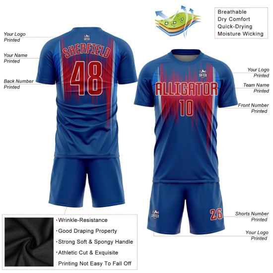 Red-White Soccer Royal Custom Uniform Sublimation Jersey