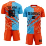 Graffiti Scratch Sublimation Uniform Jersey Black Blue-Orange Custom Soccer Sky Pattern