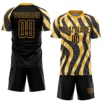 Soccer Uniform Jersey Gold Animal Print Black Custom Sublimation