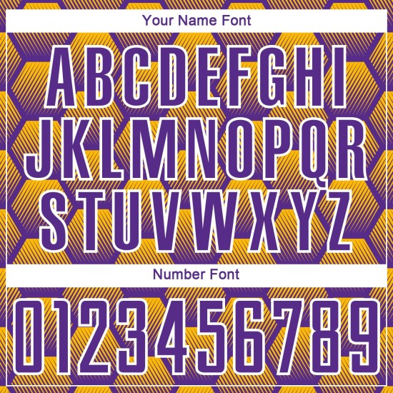 Pattern Gold-White Custom Jersey Purple Sublimation Uniform Hexagons Soccer Pattern Gold-White Custom Jersey Purple Sublimation Uniform Hexagons Soccer