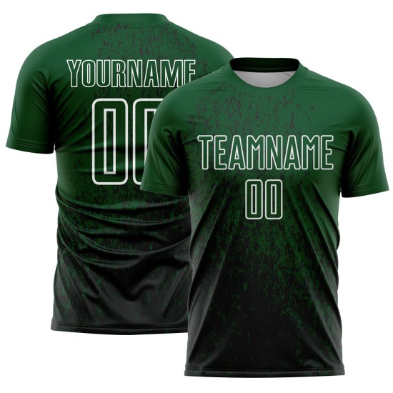 Sublimation Jersey Uniform Custom Abstract Green Soccer Art Fragment Black-White
