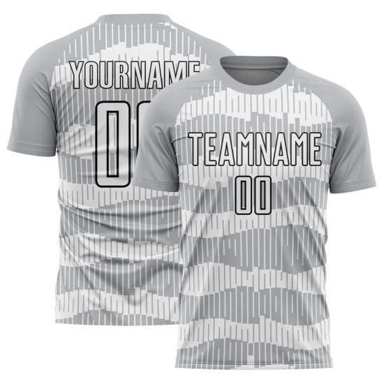 Sublimation White-Black Pinstripe Gray Uniform Custom Jersey Soccer Sublimation White-Black Pinstripe Gray Uniform Custom Jersey Soccer