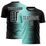 Gradient Custom Jersey Ice Line Soccer Black Blue-White Uniform Sublimation