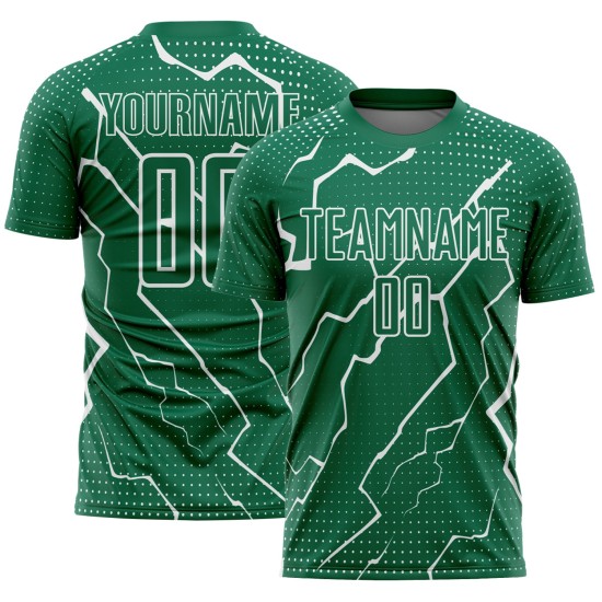 Kelly Jersey Custom Soccer Sublimation Lightning White Uniform Green