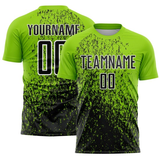 Uniform Black-White Abstract Soccer Neon Green Jersey Sublimation Fragment Art Custom Uniform Black-White Abstract Soccer Neon Green Jersey Sublimation Fragment Art Custom