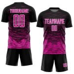 Jersey Line Pink-White Deep Custom Black Soccer Uniform Sublimation