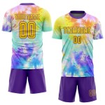 Uniform Soccer Custom Tie Dye Gold-Purple Jersey Sublimation