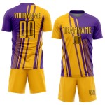 Gold Sublimation Custom Jersey Lines Uniform Purple-White Soccer