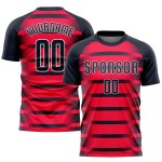 Jersey Custom Sublimation Red Soccer Uniform Navy-White Jersey Custom Sublimation Red Soccer Uniform Navy-White