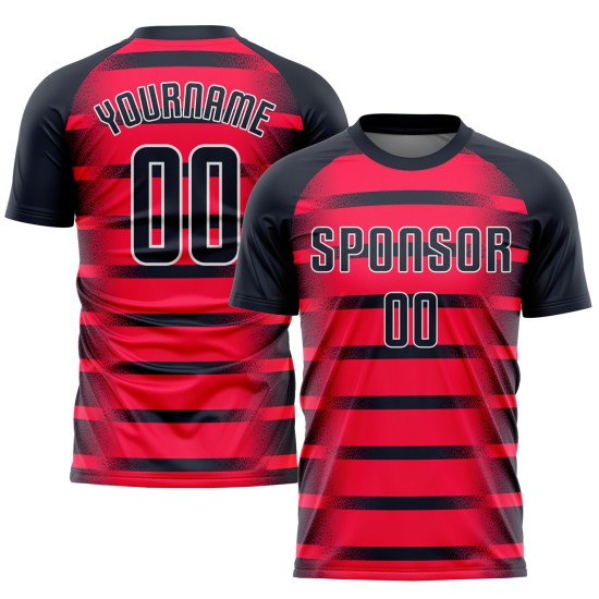 Jersey Custom Sublimation Red Soccer Uniform Navy-White Jersey Custom Sublimation Red Soccer Uniform Navy-White