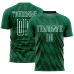 Uniform Shapes Green Custom Kelly Sublimation Jersey Geometric Soccer White Uniform Shapes Green Custom Kelly Sublimation Jersey Geometric Soccer White