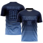 Jersey Fashion Custom Pinstripe Uniform Light Fade Sublimation Navy Blue Soccer