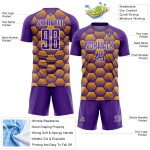 Pattern Gold-White Custom Jersey Purple Sublimation Uniform Hexagons Soccer Pattern Gold-White Custom Jersey Purple Sublimation Uniform Hexagons Soccer