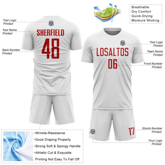 Jersey Red White Uniform Soccer Sublimation Custom Jersey Red White Uniform Soccer Sublimation Custom