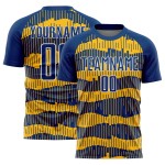 Uniform Custom Pinstripe Soccer Royal Jersey Sublimation Gold-White