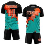 Spalsh Black Jersey Custom Soccer Uniform Sublimation Orange-Aqua