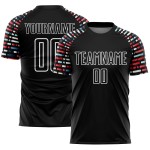 Soccer Geometric Custom Black Jersey Sublimation Uniform Shapes White