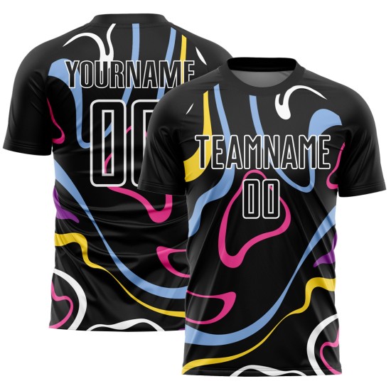 Jersey Sublimation White Black Uniform Shapes Custom Fluid Soccer