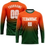 Soccer Orange Sleeve Fade Long Uniform Fashion Jersey White-Green Sublimation Custom Soccer Orange Sleeve Fade Long Uniform Fashion Jersey White-Green Sublimation Custom