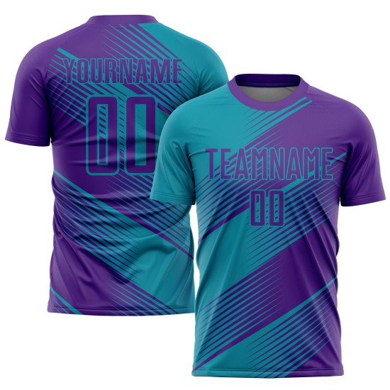 Custom Purple Sublimation Teal Soccer Jersey Uniform Custom Purple Sublimation Teal Soccer Jersey Uniform