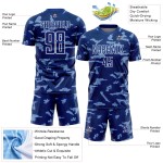 White Shapes Sublimation Custom Jersey Royal Geometric Uniform Soccer White Shapes Sublimation Custom Jersey Royal Geometric Uniform Soccer