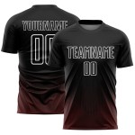 Custom Black Red-White Uniform Jersey Sublimation Soccer Lines Geometric