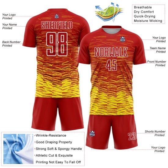 Jersey Soccer Sublimation Line Red Custom Light Uniform Yellow-White