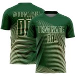 Cream Green Lines Jersey Uniform Sublimation Soccer Custom