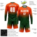 Soccer Orange Sleeve Fade Long Uniform Fashion Jersey White-Green Sublimation Custom Soccer Orange Sleeve Fade Long Uniform Fashion Jersey White-Green Sublimation Custom
