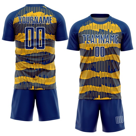 Uniform Custom Pinstripe Soccer Royal Jersey Sublimation Gold-White