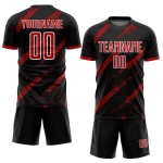 Jersey Sublimation Black Soccer Uniform Red-White Custom